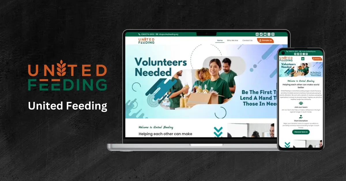 Success case study of United Feeding nonprofit organization website design by iSmart Web Service.