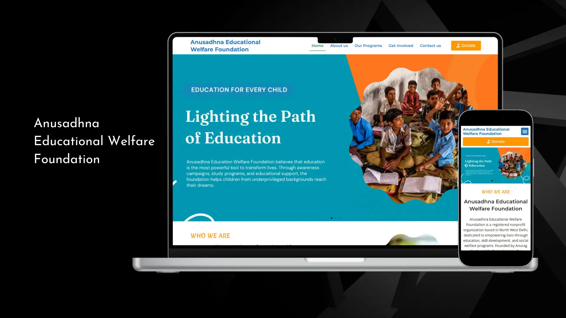 Nonprofit website design and development for Anusadhna Educational Welfare Foundation by iSmart Web Service