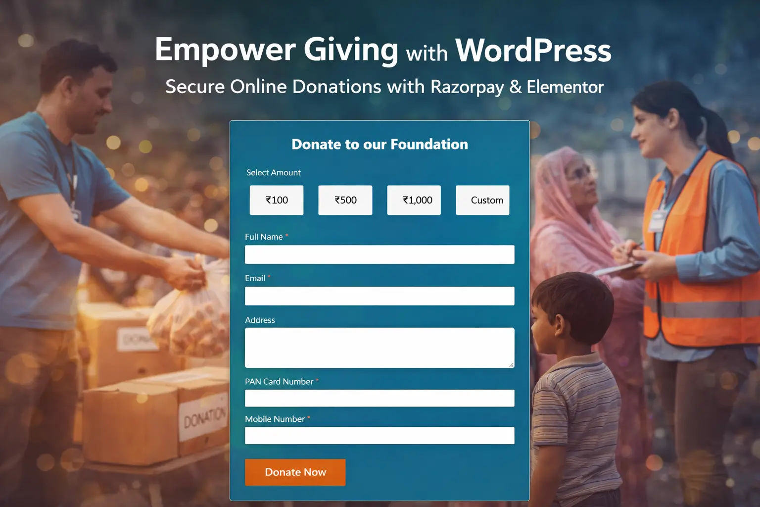 Smart Donation Plugin for WordPress with Razorpay payment integration and Elementor donation form interface